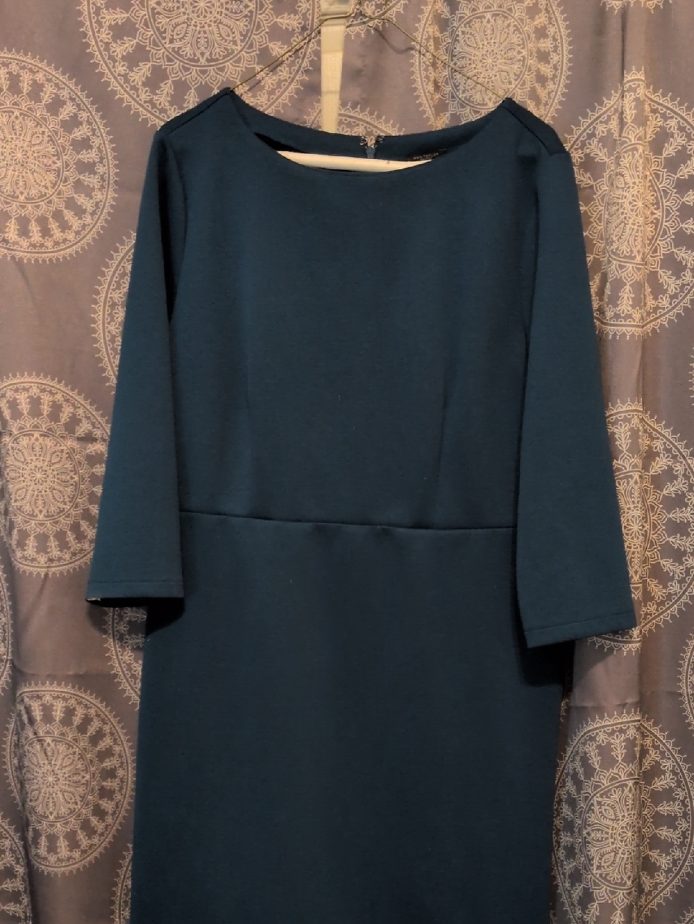 Ann Taylor Teal Long Sleeve Sheath Dress